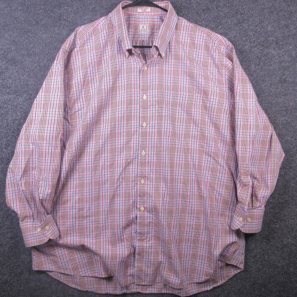 Peter Millar Shirt Mens 2XL Multicolor Check Cotton Long Sleeve Button Front